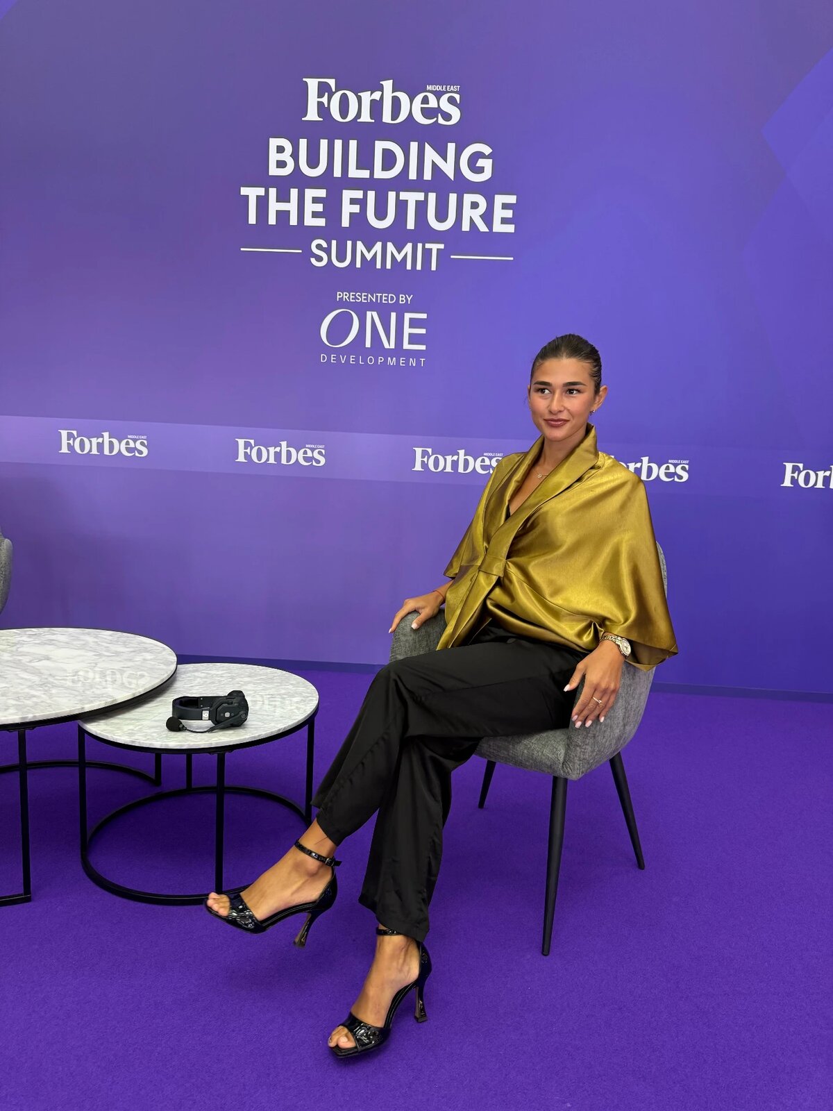 Seated on stage at the Forbes Middle East Building the Future Summit